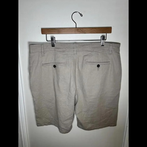 PAIGE Relaxed Fit Tan Linen Shorts - Picture 5 of 7